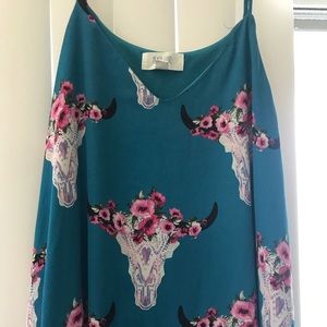 Peach love bull print dress